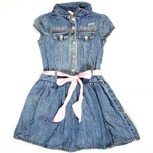 Girls Size 6 Y2K GUESS denim button front short sleeve dress